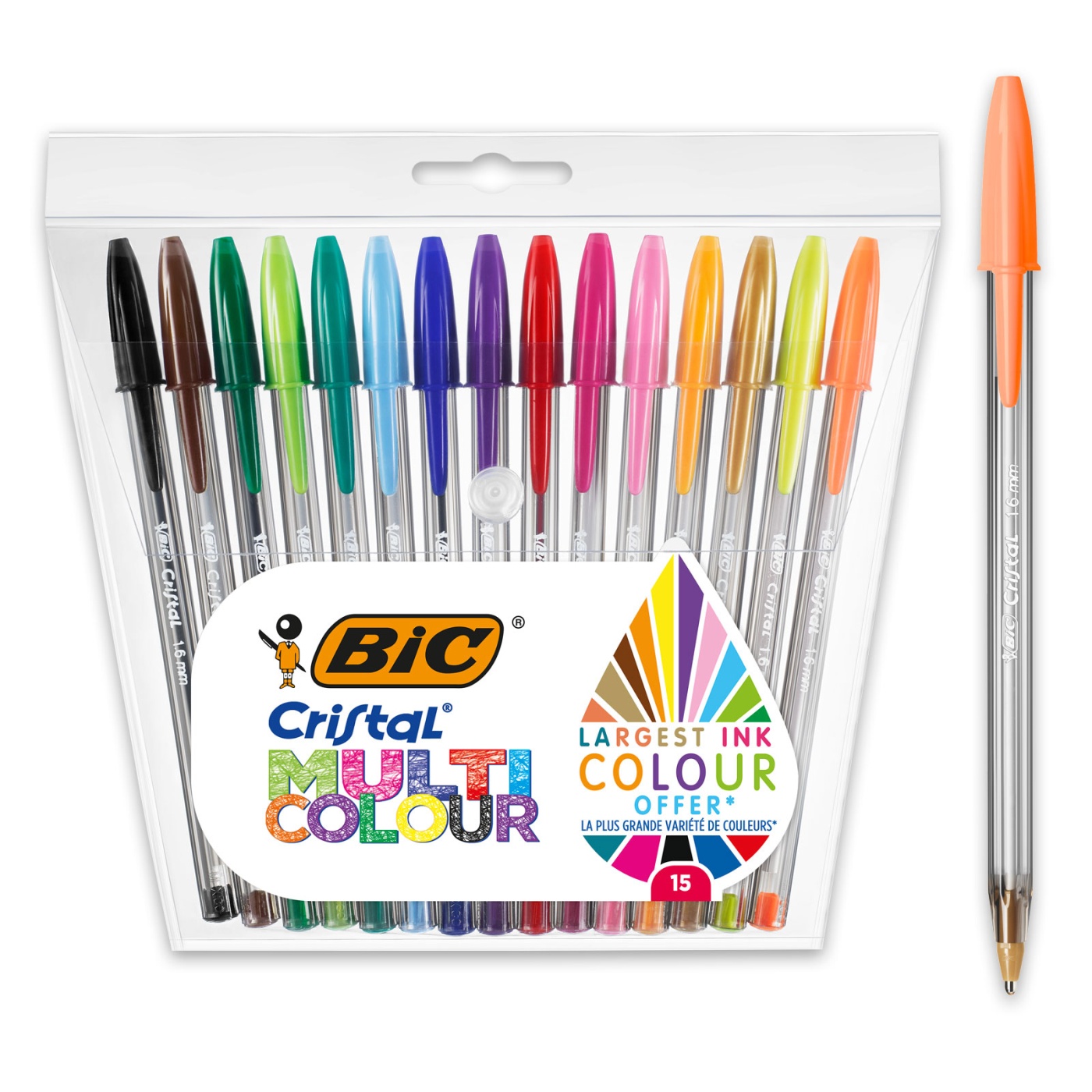 Cristal Multicolor Kuglepen 15-pak i gruppen Penne / Mærkning og kontor / Kuglepenne til kontoret hos Pen Store (100233)