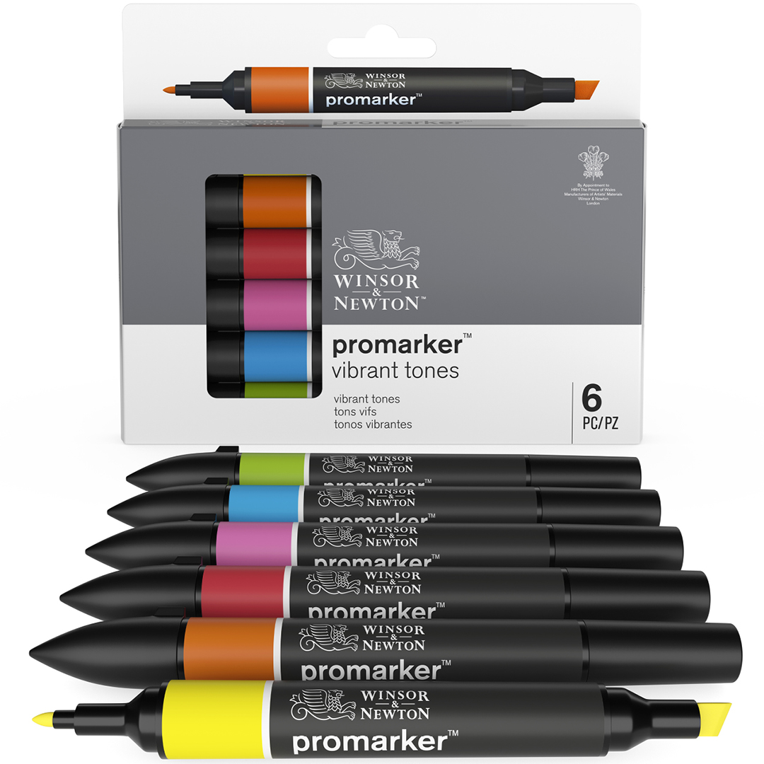 ProMarker sæt 6 stk Vibrant tones i gruppen Penne / Kunstnerpenne / Tuschpenne hos Pen Store (100544)
