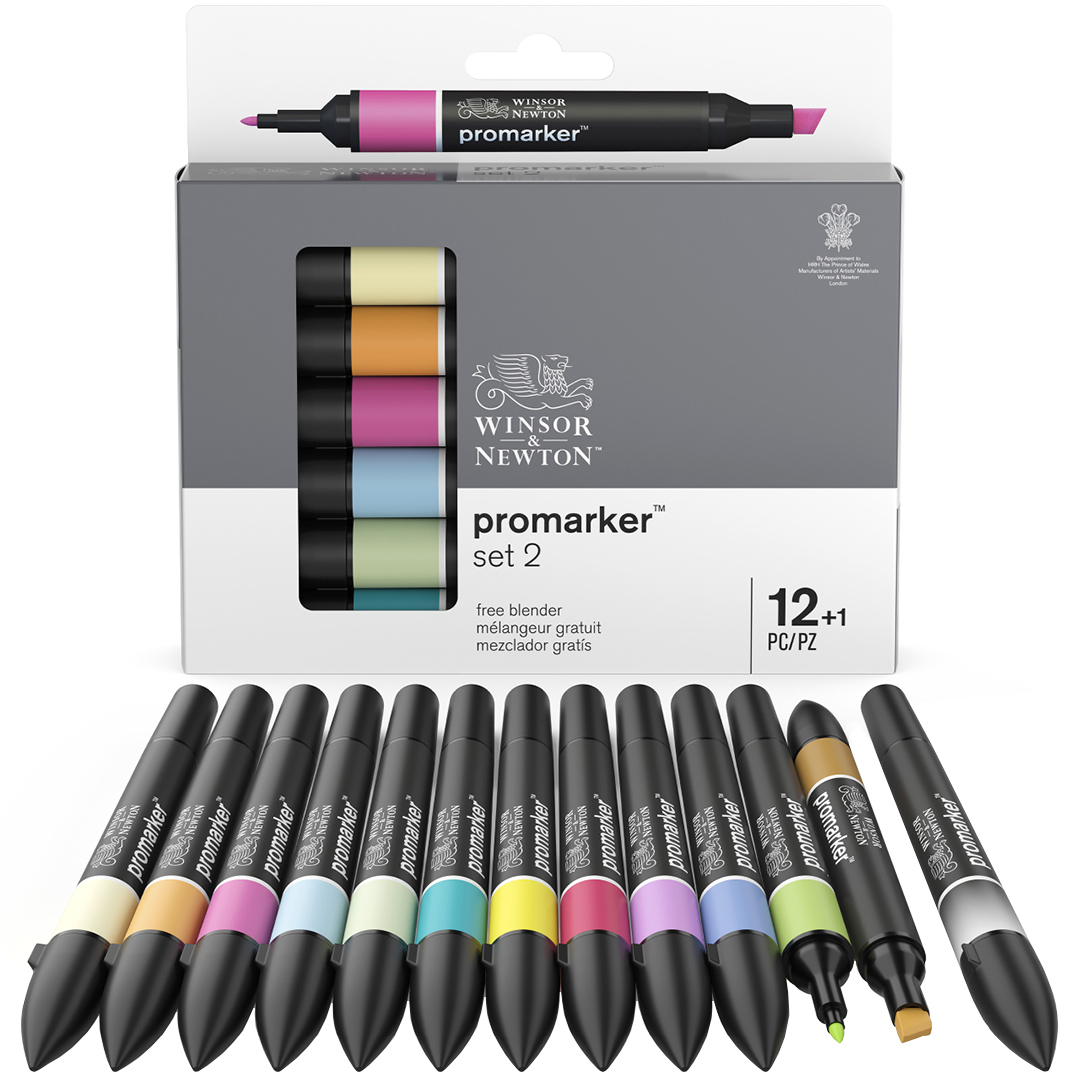 ProMarker sæt 12 stk + blender (Set 2) i gruppen Penne / Kunstnerpenne / Illustrationmarkers hos Pen Store (100545)