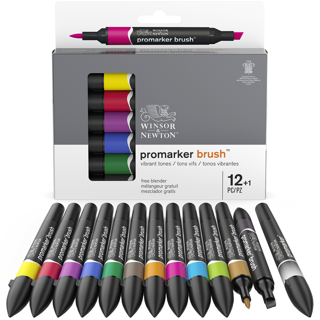 BrushMarker sæt 12 stk + blender (Set 1) i gruppen Penne / Kunstnerpenne / Penselpenne hos Pen Store (100557)
