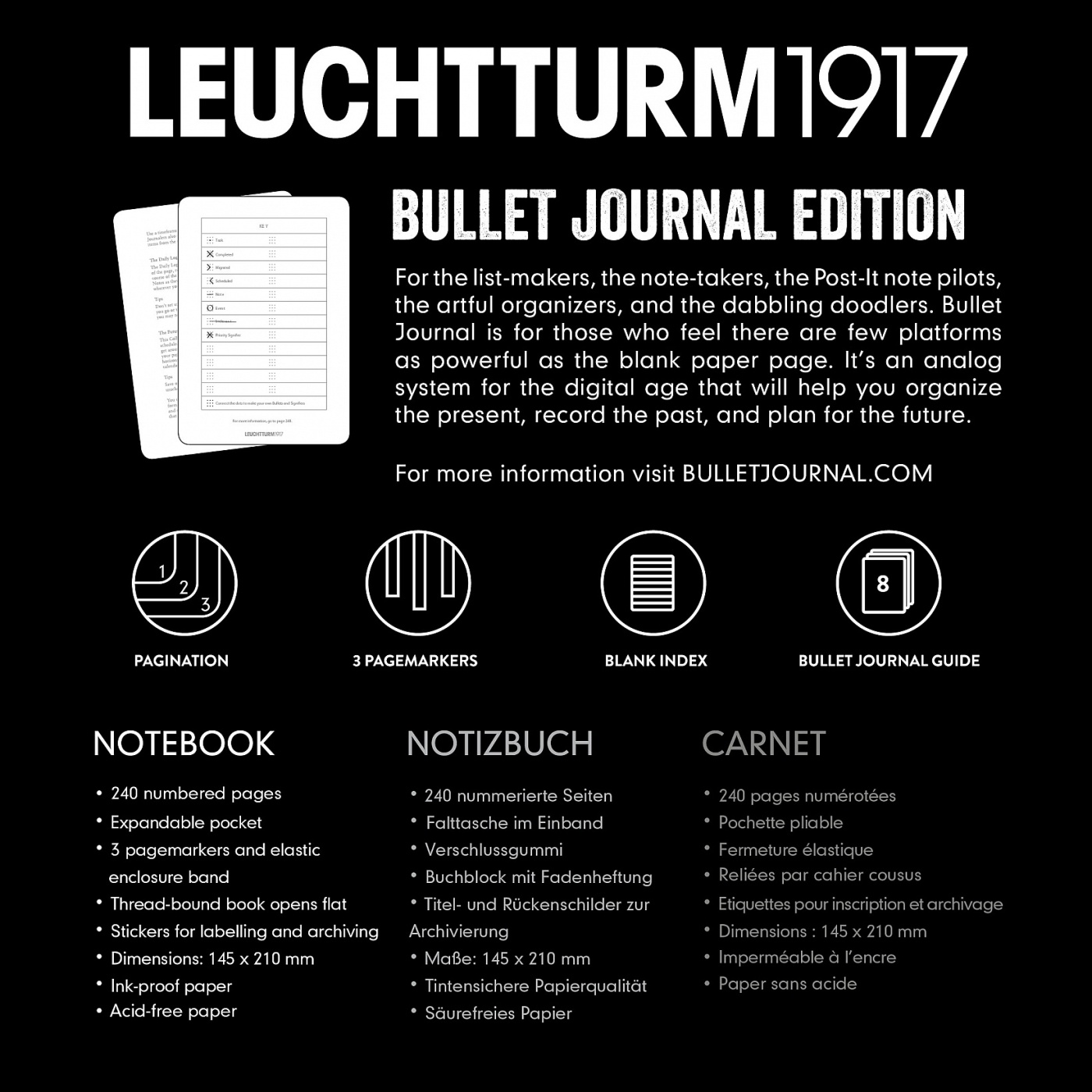Bullet Journal A5 i gruppen Papir & Blok / Skriv og noter / Notesbøger hos Pen Store (100658_r)