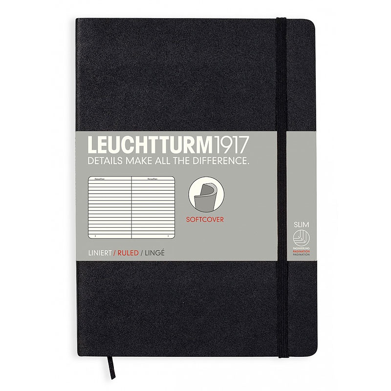 Notebook A5 Softcover Black i gruppen Papir & Blok / Skriv og noter / Notesbøger hos Pen Store (100701_r)