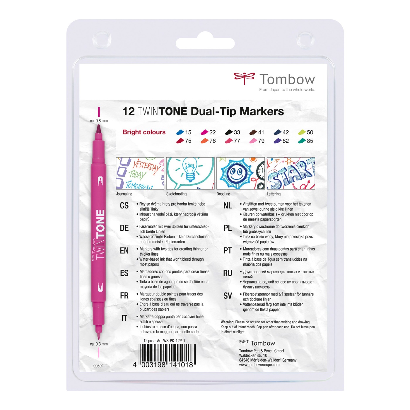 TwinTone Marker Bright 12-pack i gruppen Penne / Kunstnerpenne / Tuschpenne hos Pen Store (101103)