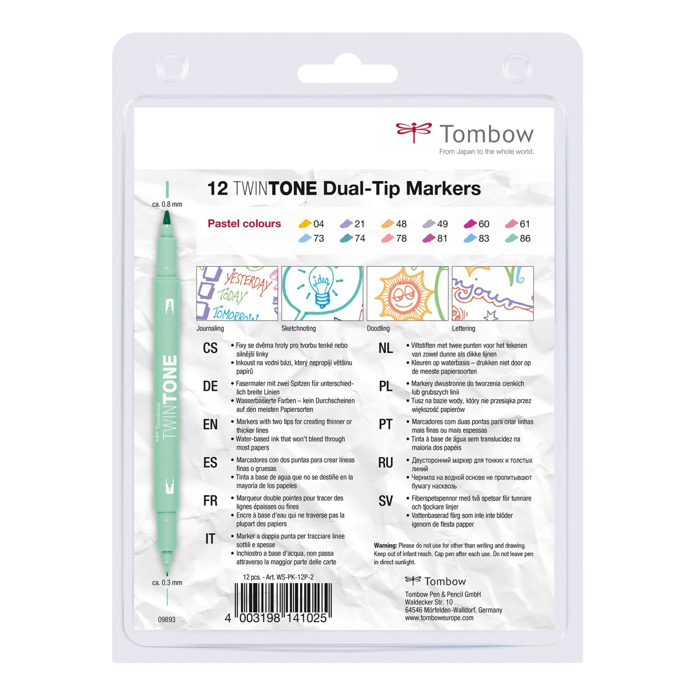 TwinTone Marker Pastel 12-pack i gruppen Penne / Kunstnerpenne / Tuschpenne hos Pen Store (101104)