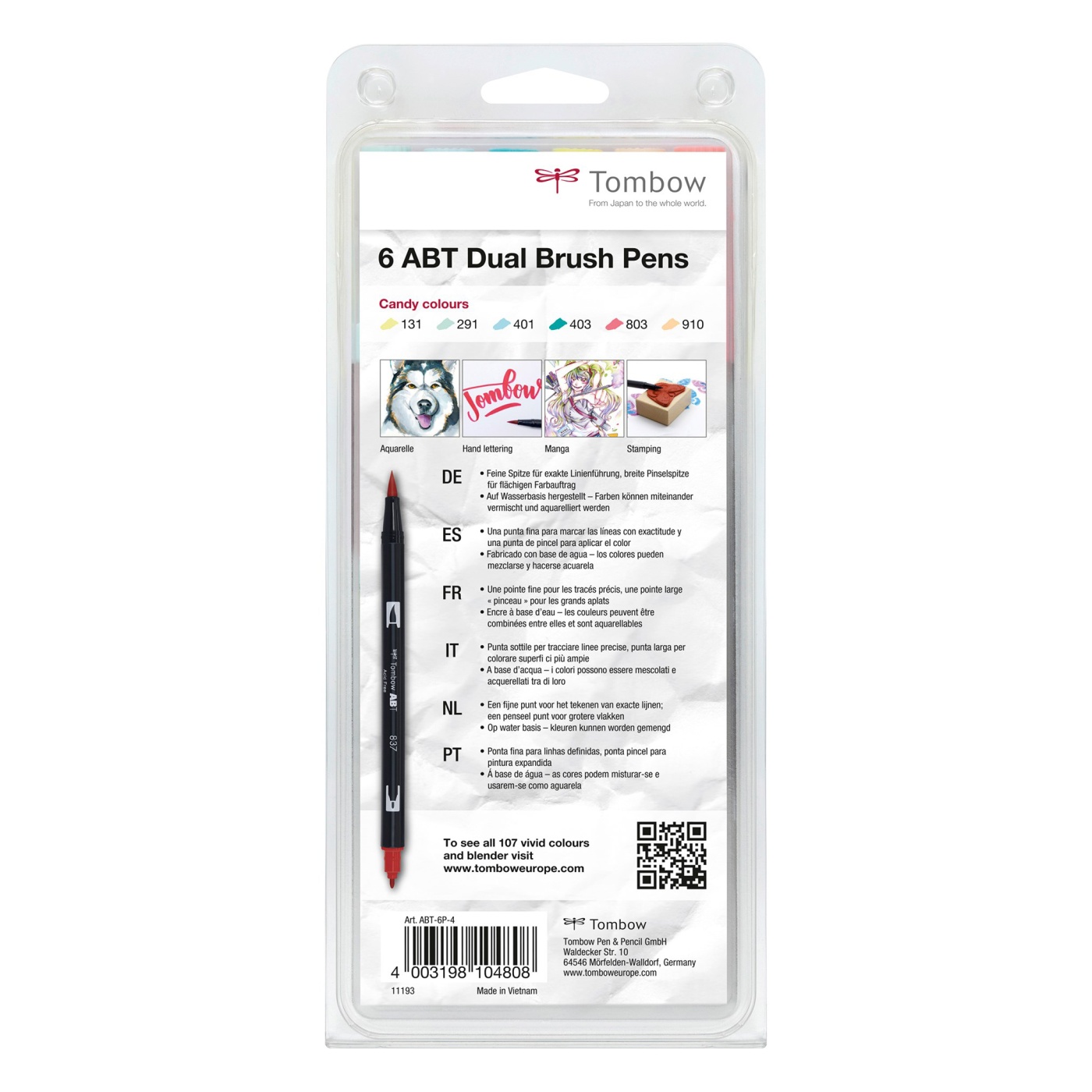 ABT Dual Brush pen 6-set Candy i gruppen Penne / Kunstnerpenne / Penselpenne hos Pen Store (101108)