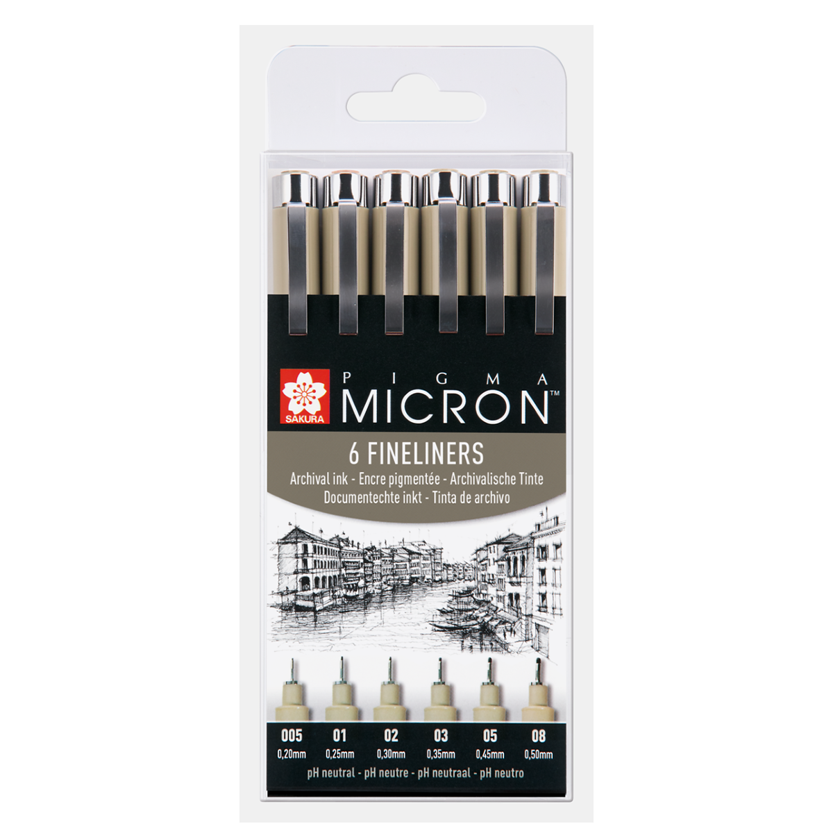 Pigma Micron Fineliner sæt 6 stk i gruppen Penne / Skrive / Fineliners hos Pen Store (103316)