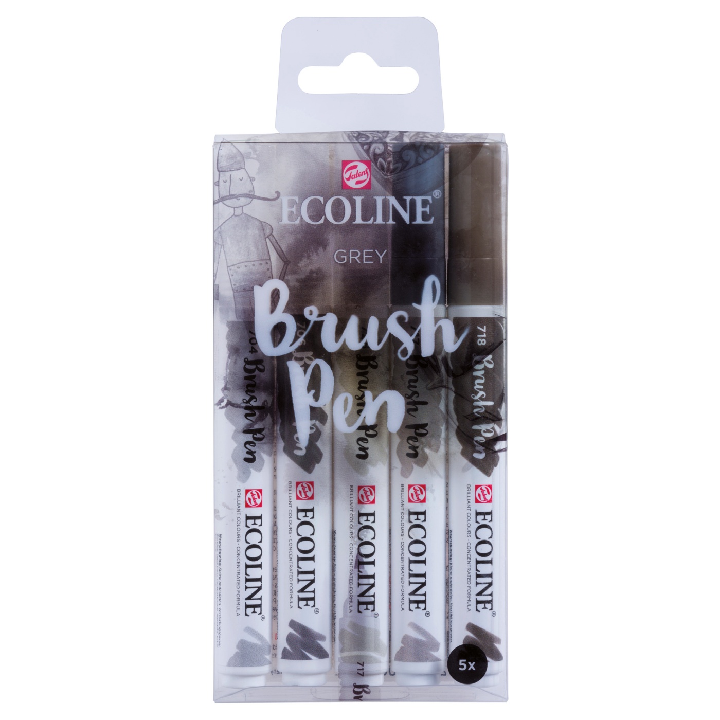 Brush Pen Grey 5-set i gruppen Penne / Kunstnerpenne / Penselpenne hos Pen Store (103713)
