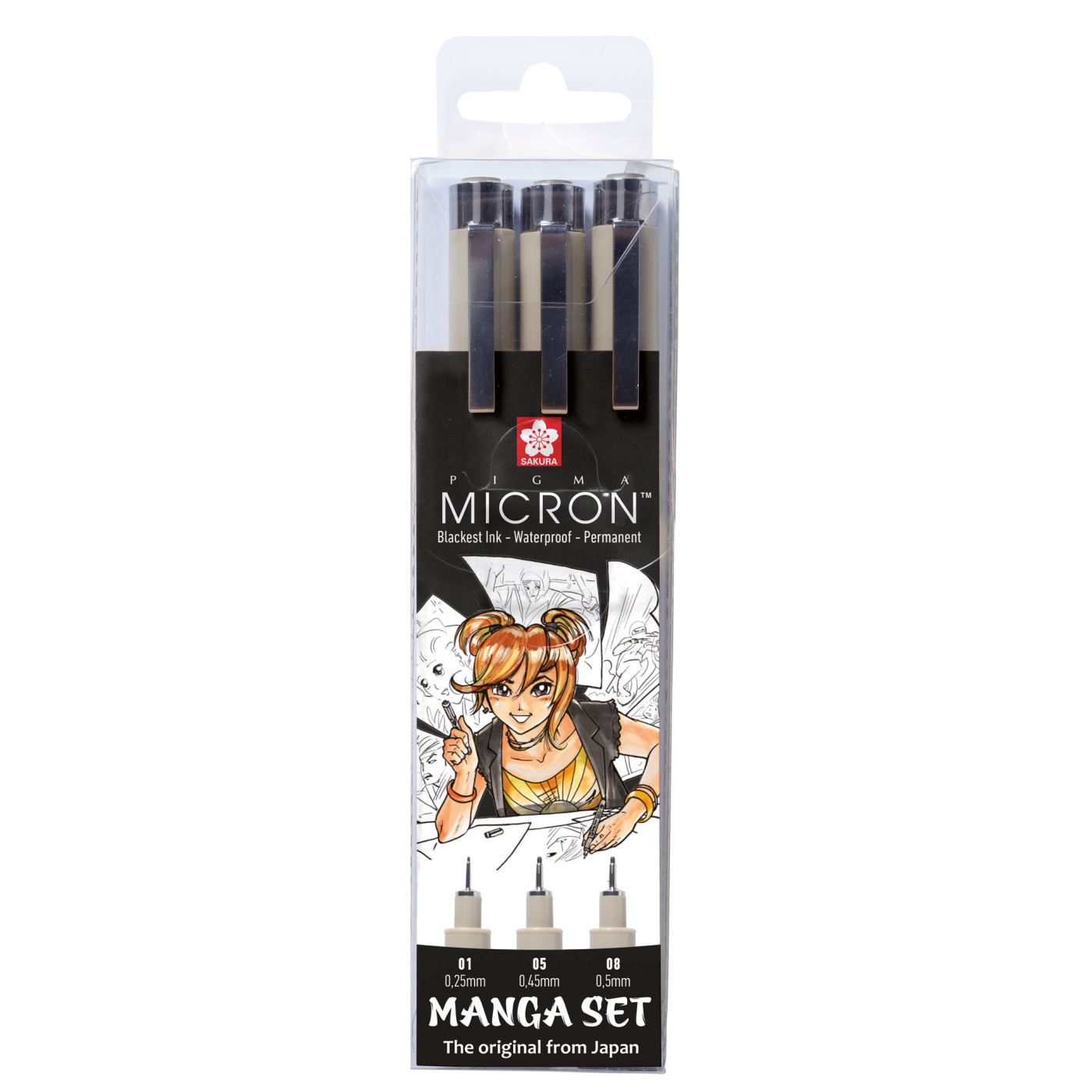 Manga Pigma Micron Black 3-set i gruppen Penne / Produktserie / Pigma Micron hos Pen Store (103848)