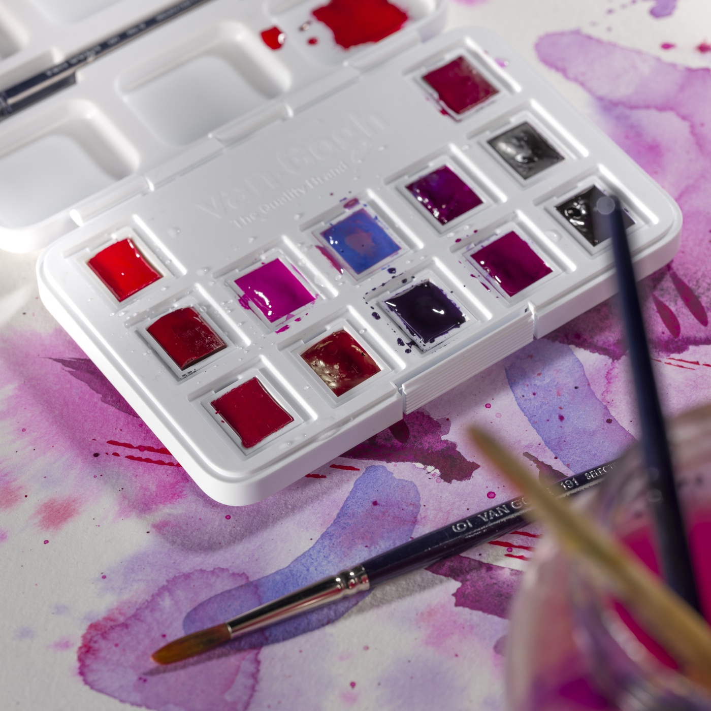 Pocket Box Akvarel 12-sæt Pinks & Violets i gruppen Kunstnerartikler / Farver / Akvarelmaling hos Pen Store (104066)