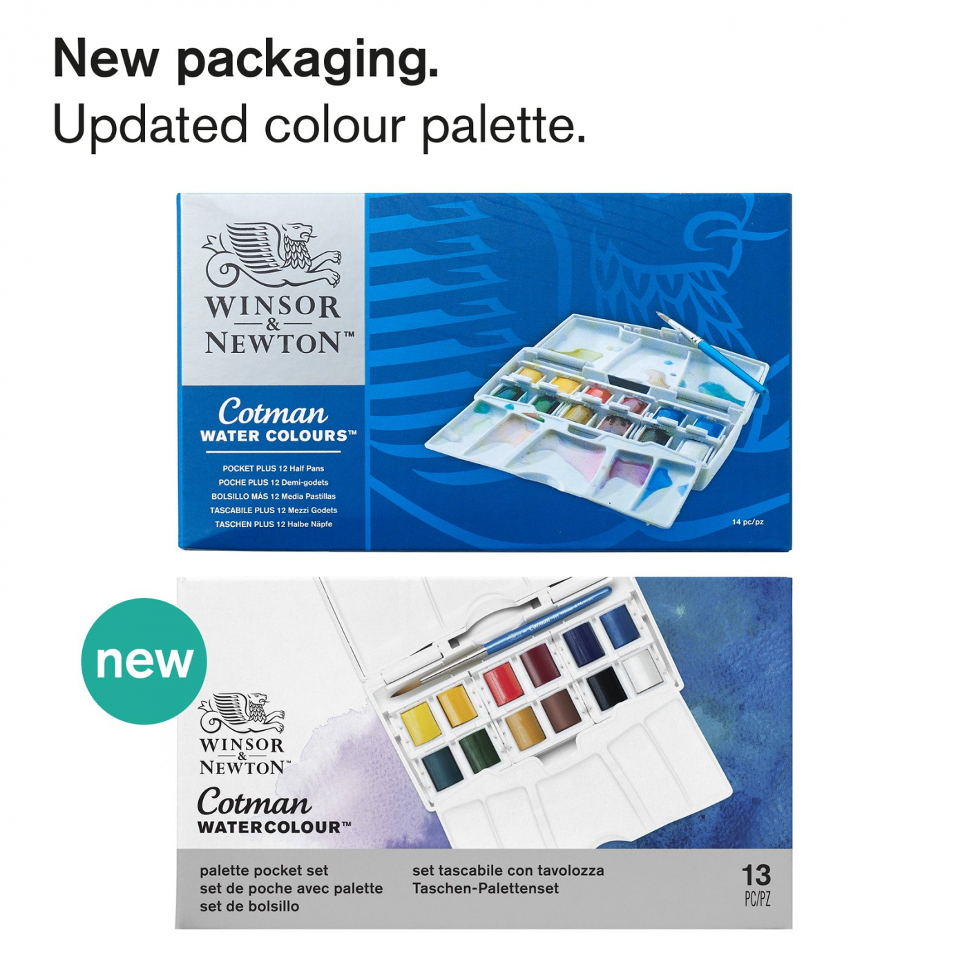 Cotman Water Colors Pocket Plus 12 Half Pans i gruppen Kunstnerartikler / Farver / Akvarelmaling hos Pen Store (107240)