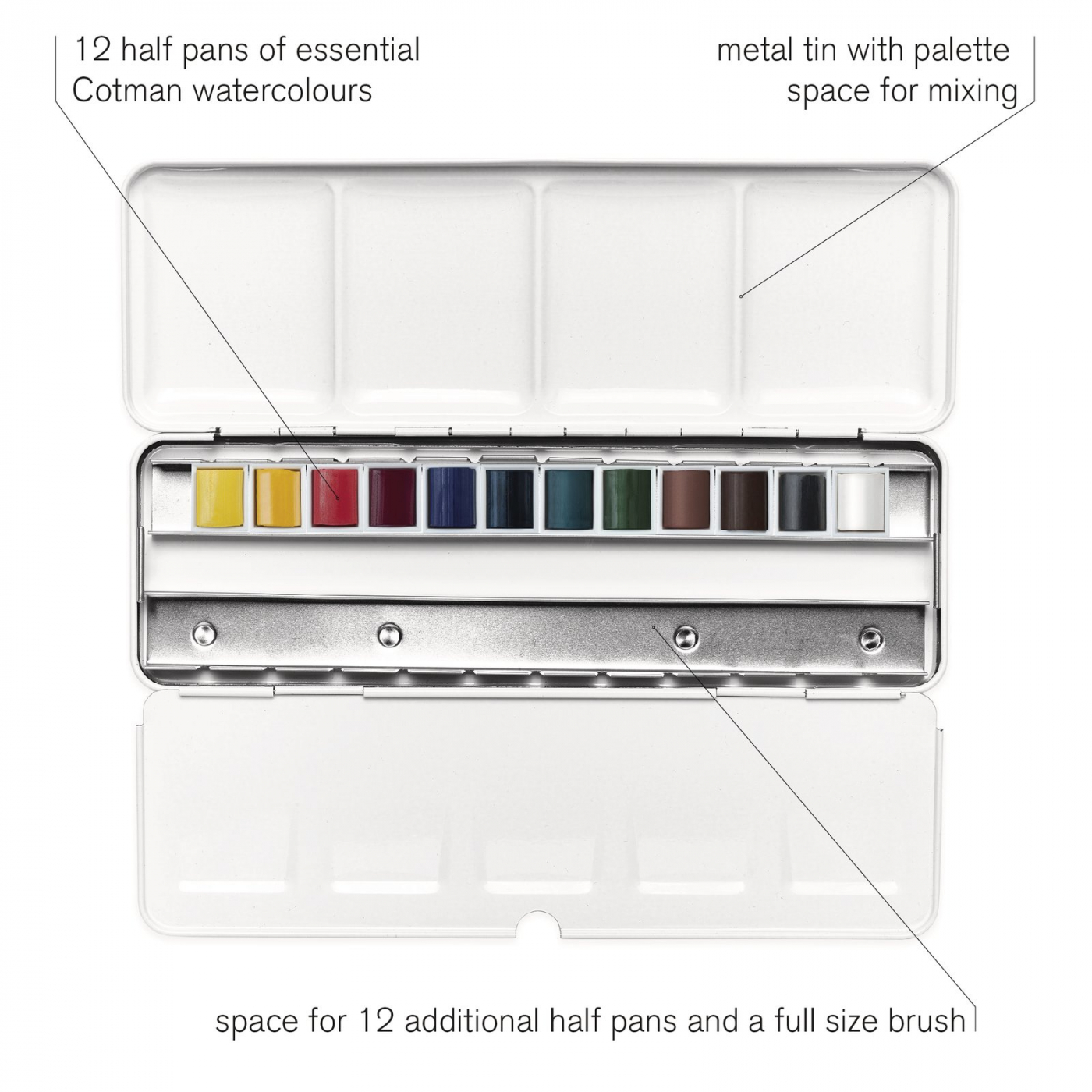 Cotman Water Colors Blue Box 12 Half Pans i gruppen Kunstnerartikler / Farver / Akvarelfarver hos Pen Store (107241)