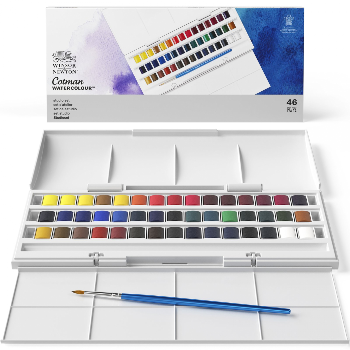 Cotman Water Colors Studio Set 45 Half Pans i gruppen Kunstnerartikler / Farver / Akvarelmaling hos Pen Store (107242)
