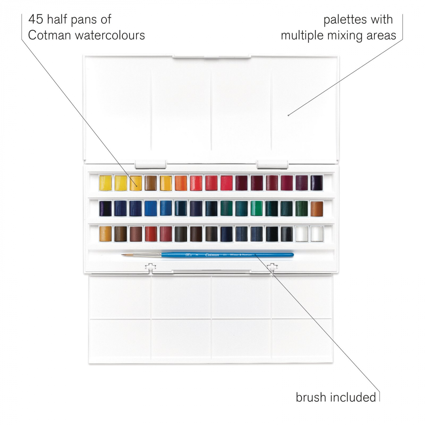 Cotman Water Colors Studio Set 45 Half Pans i gruppen Kunstnerartikler / Farver / Akvarelfarver hos Pen Store (107242)