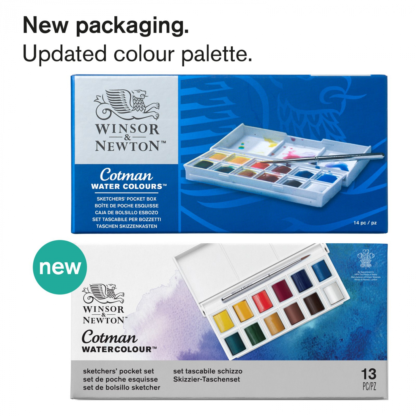 Cotman Akvarelmaling Sketchers Pocket Box 12 ½ - koppar i gruppen Kunstnerartikler / Farver / Akvarelmaling hos Pen Store (107243)