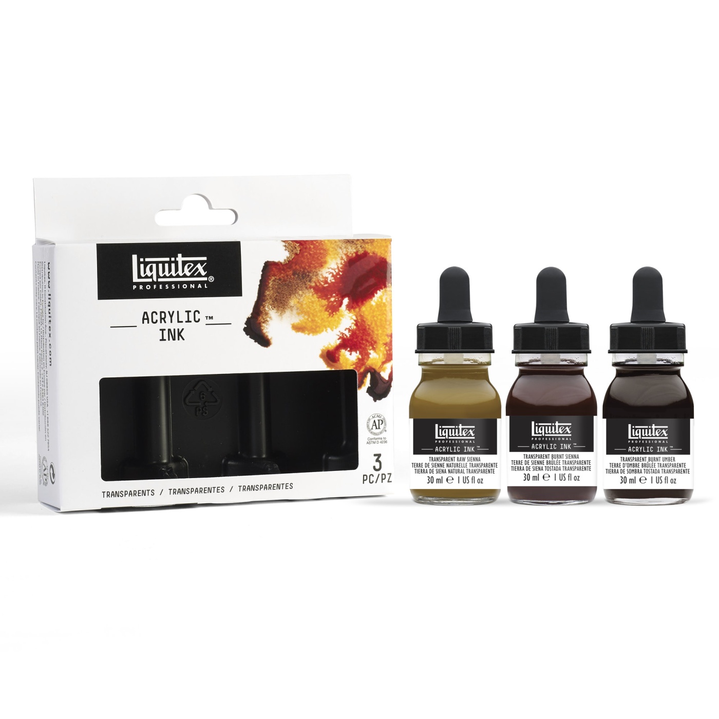 Acrylic Ink Transparents 3-sæt 30 ml i gruppen Kunstnerartikler / Farver / Akrylfarver hos Pen Store (107724)