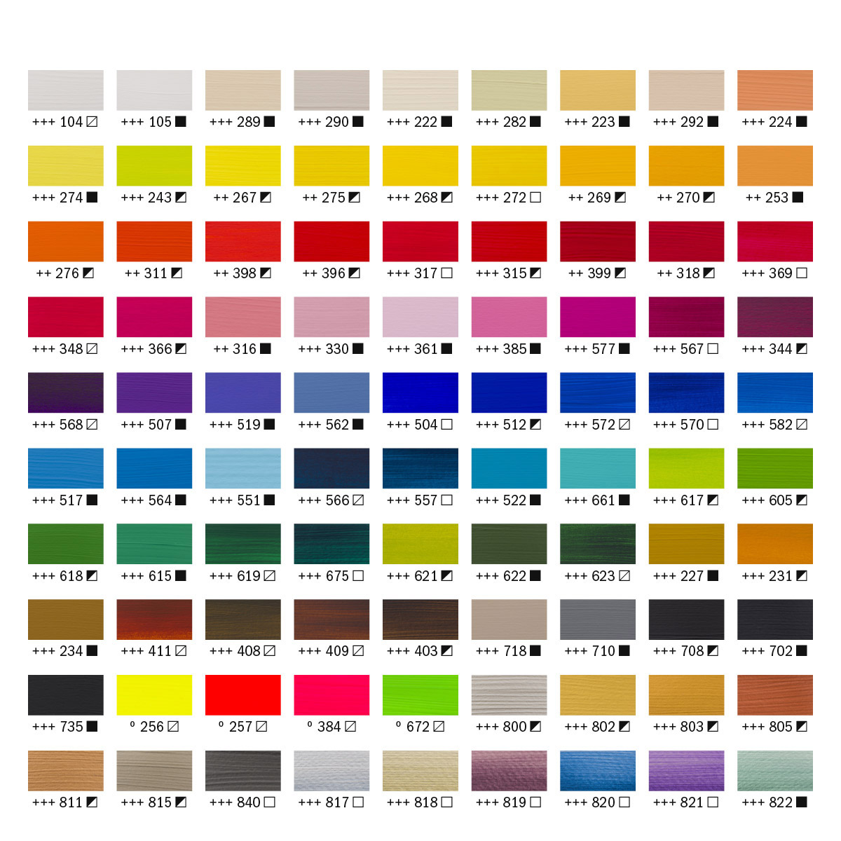  Akryl Standard Sæt 90 x 20 ml i gruppen Kunstnerartikler / Farver / Akrylfarver hos Pen Store (111762)