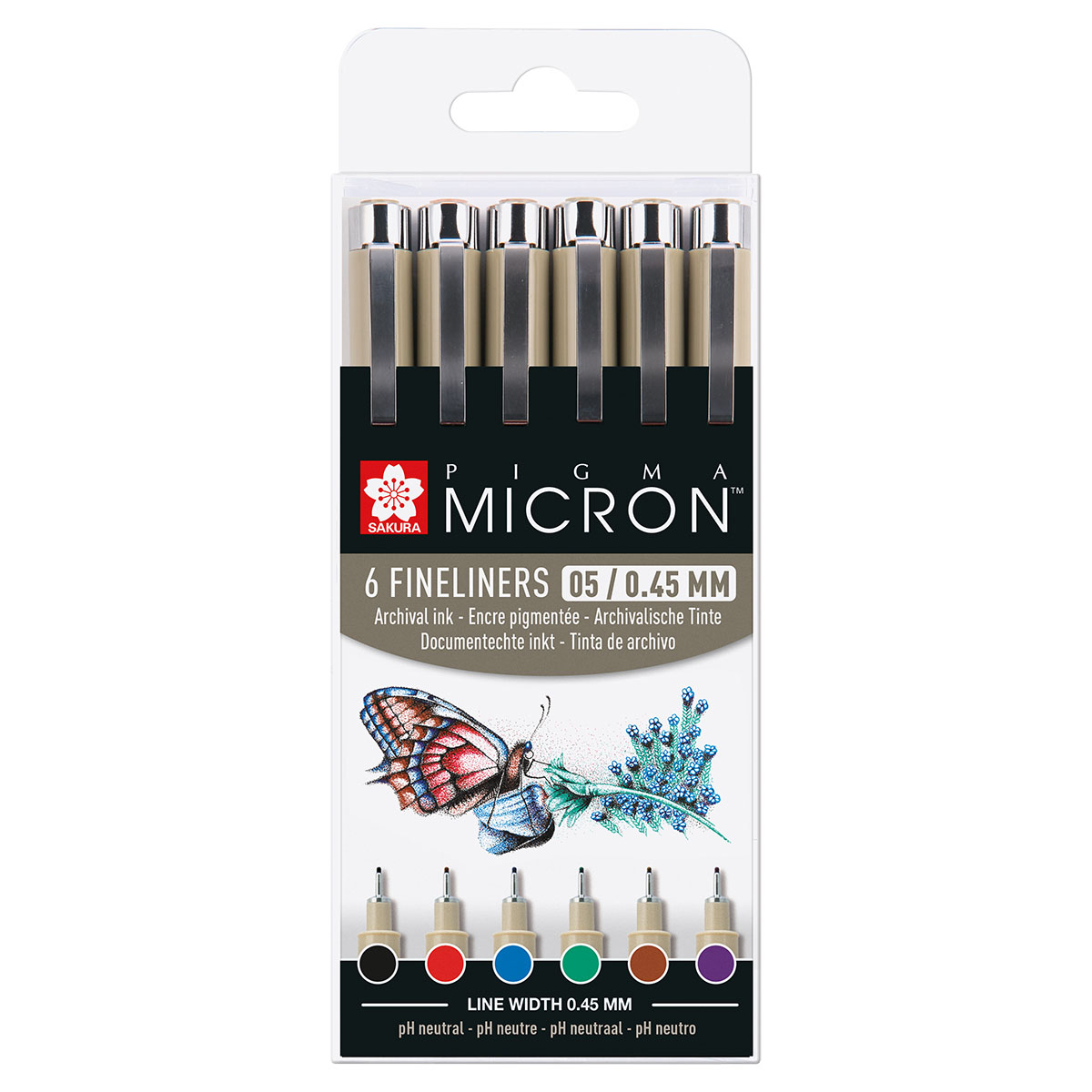 Pigma Micron 6-set 05 Basic Colours i gruppen Penne / Skrive / Fineliners hos Pen Store (125576)