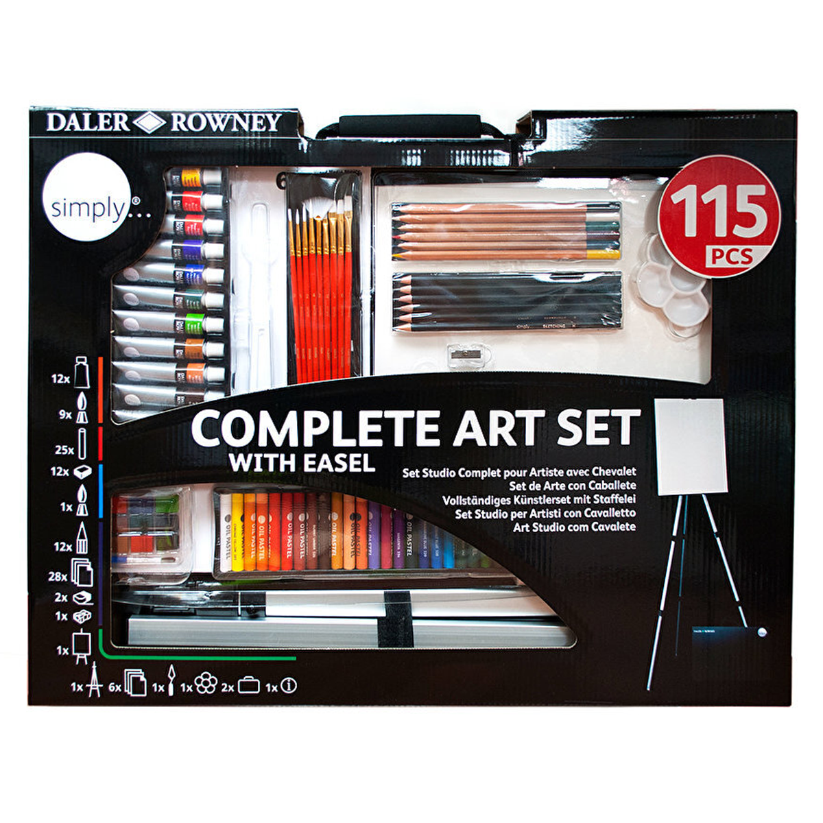 Complete Art Set med staffeli 115 dele i gruppen Kunstnerartikler / Kunstnersæt / Begyndersæt hos Pen Store (127832)