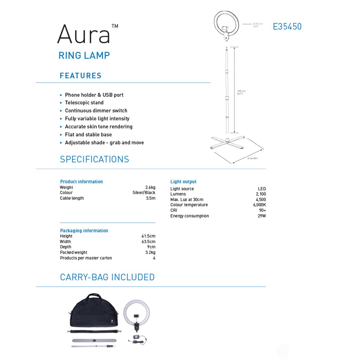 Aura Ring Floor Lamp i gruppen Hobby & Kreativitet / Hobbytilbehør / Belysning hos Pen Store (127936)