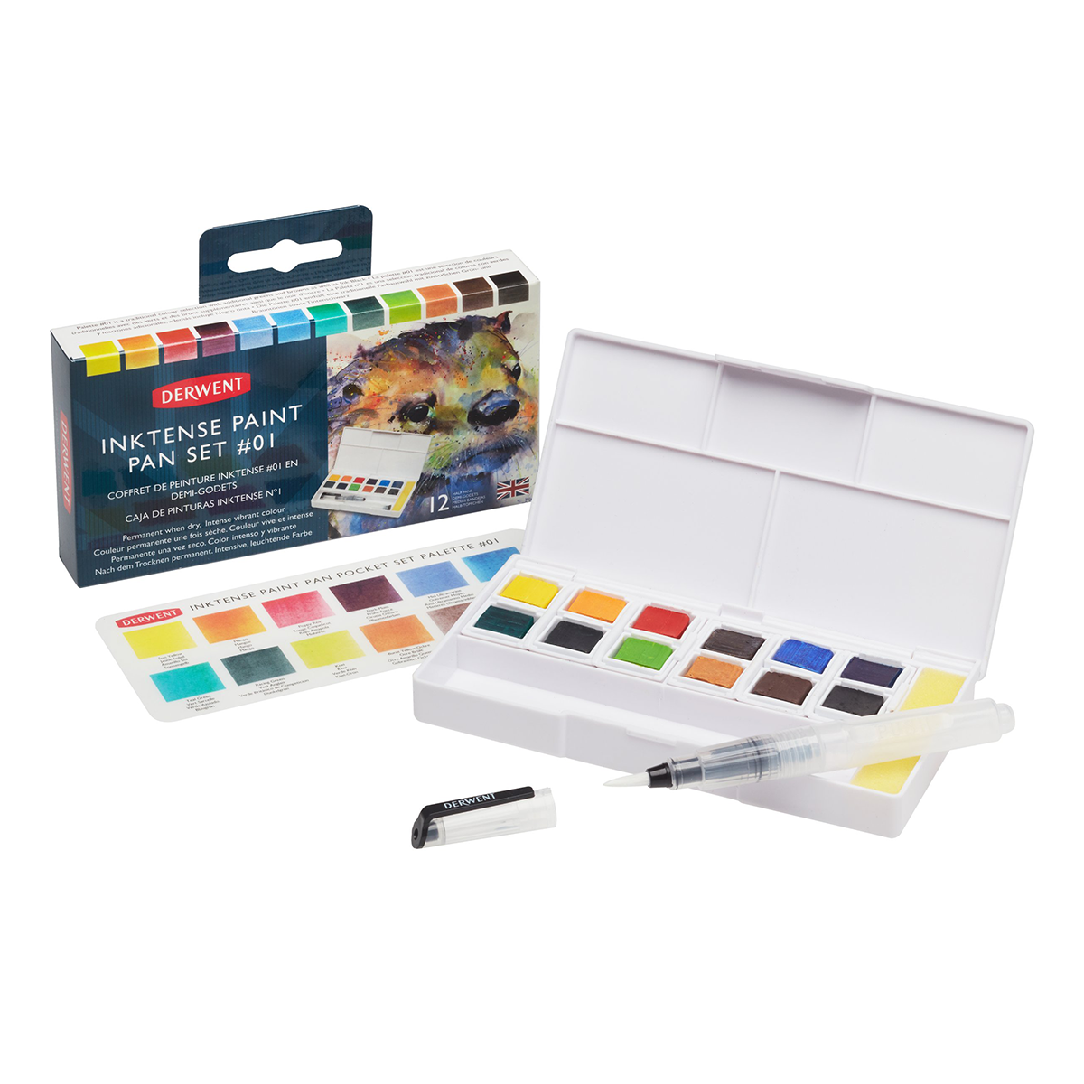 Inktense Paint Pan Set 12 halvkopper i gruppen Kunstnerartikler / Farver / Akvarelfarver hos Pen Store (128192)