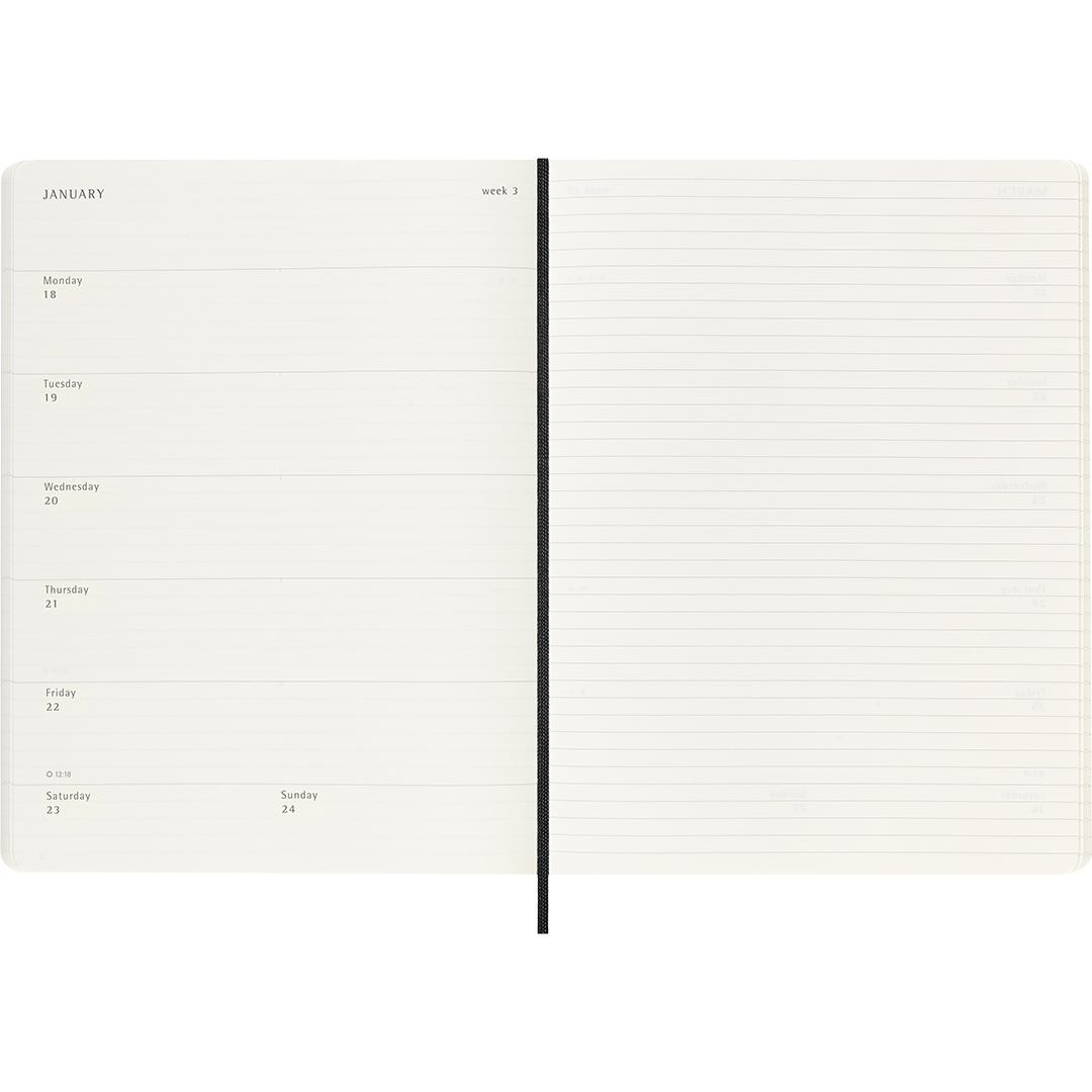 Kalender 18M WeekNote Soft Cover XL Black