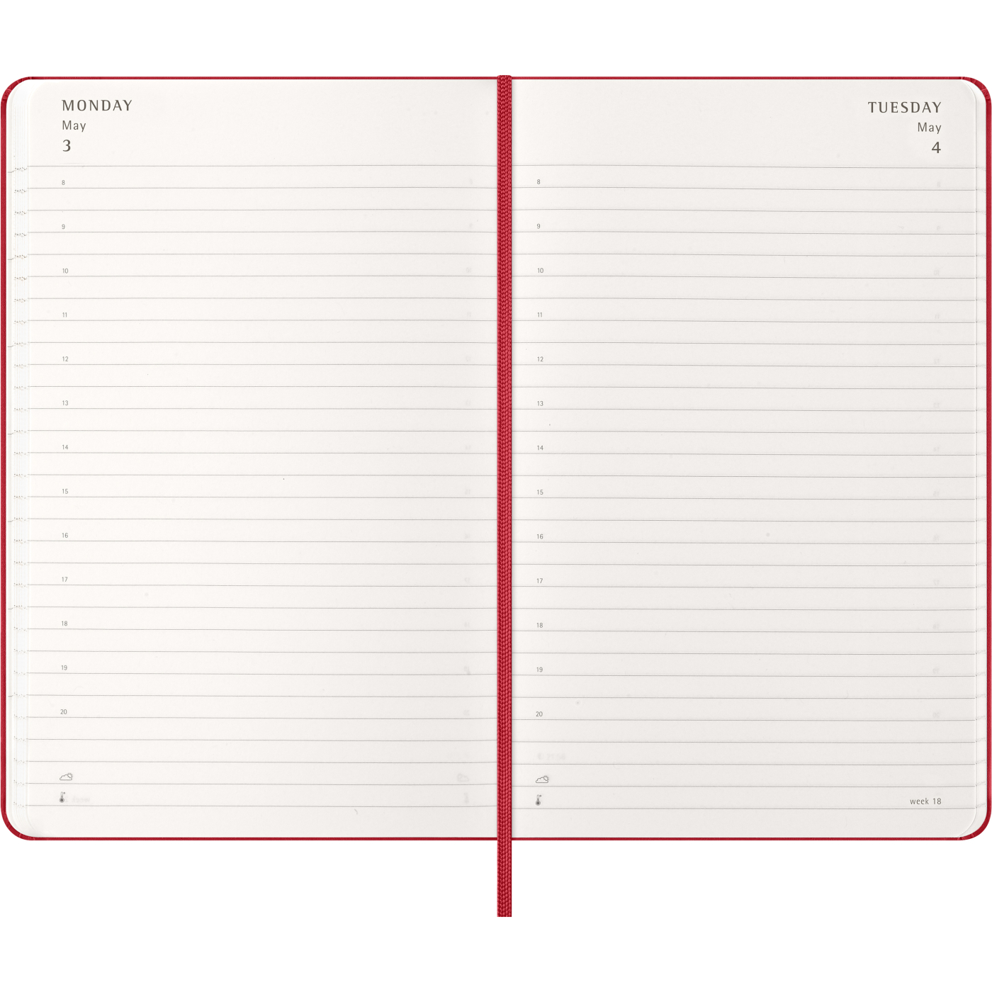 Kalender 12M Daily 2027 Hardcover Large Red