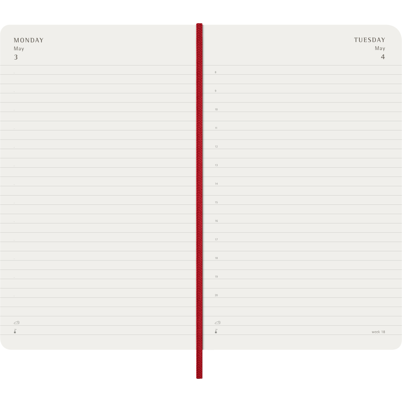Kalender 12M Daily 2027 Hardcover Pocket Red