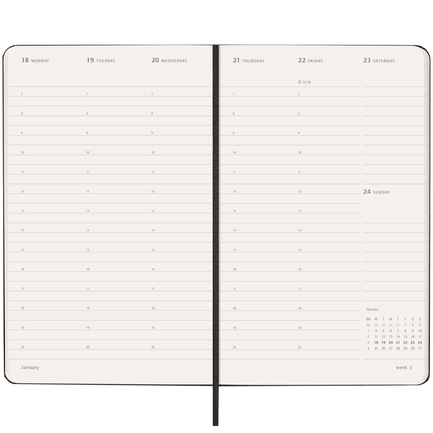 Kalender 12M Weekly Vertical PRO 2027 Hardcover Large Black