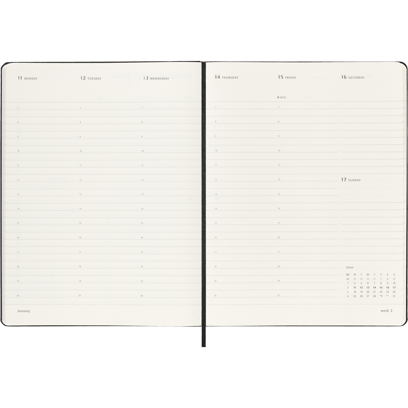 Kalender 12M Weekly Vertical PRO 2027 Hardcover XL Black 