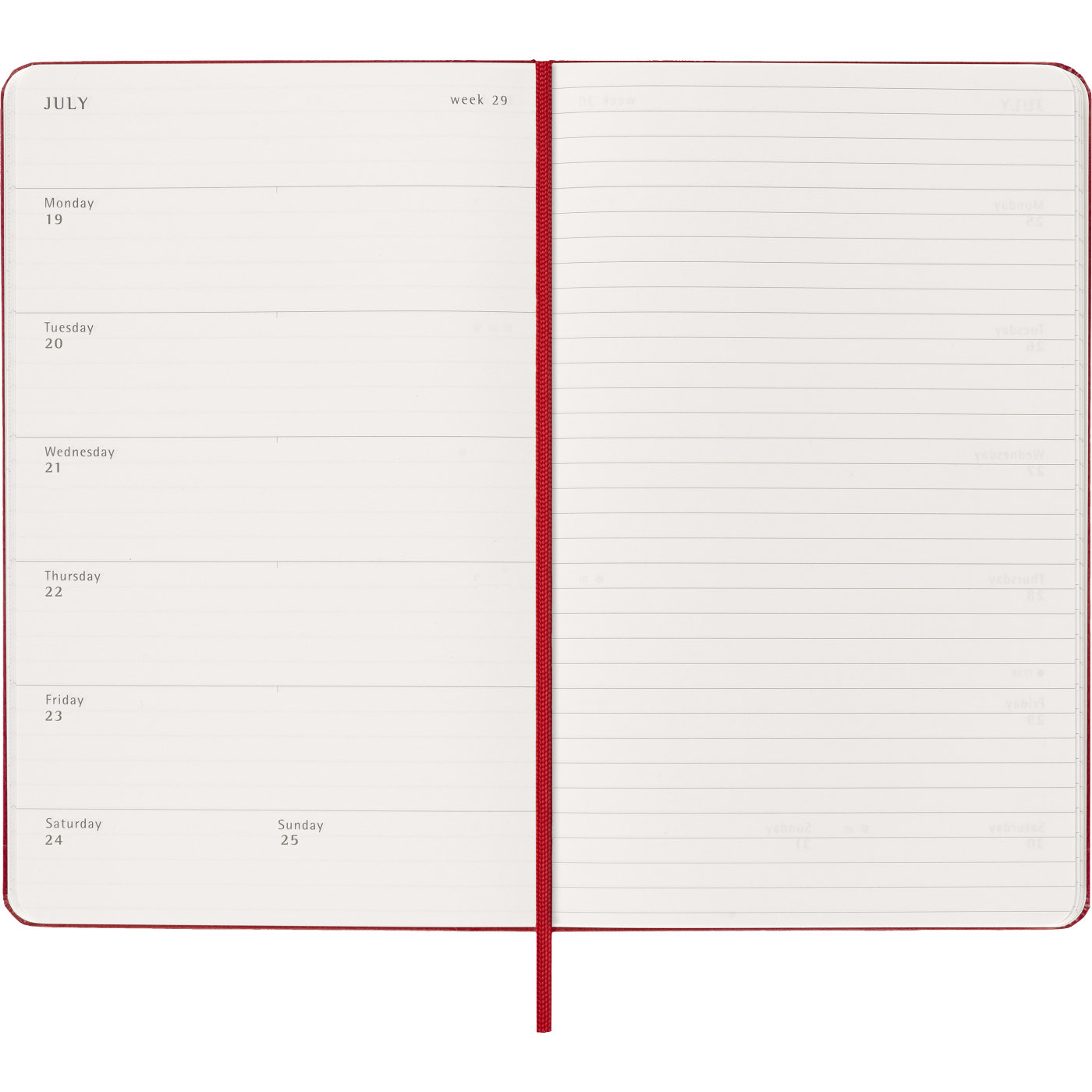 Kalender 12M Weekly Notebook 2027 Hardcover Large Red 