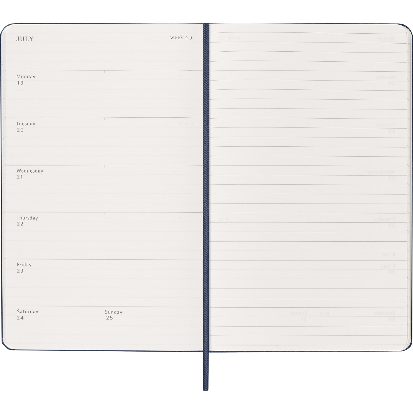 Kalender 12M Weekly Notebook 2027 Hardcover Large Sapphire Blue 