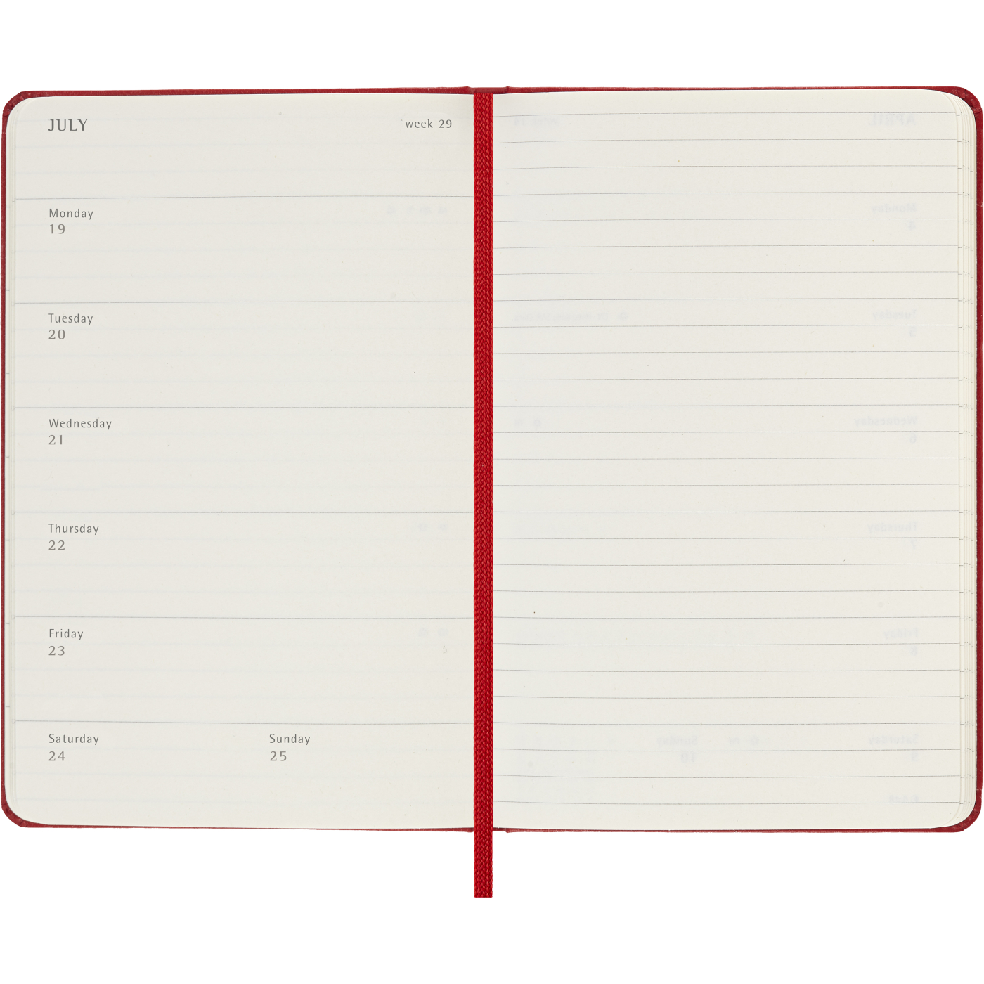 Kalender 12M Weekly Notebook 2027 Hardcover Pocket Red 