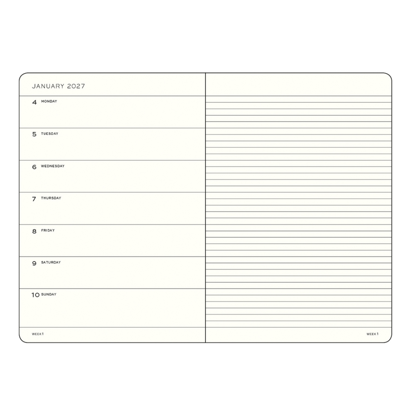 Kalender Weekly Planner & Notebook 2027 A6 Cherry