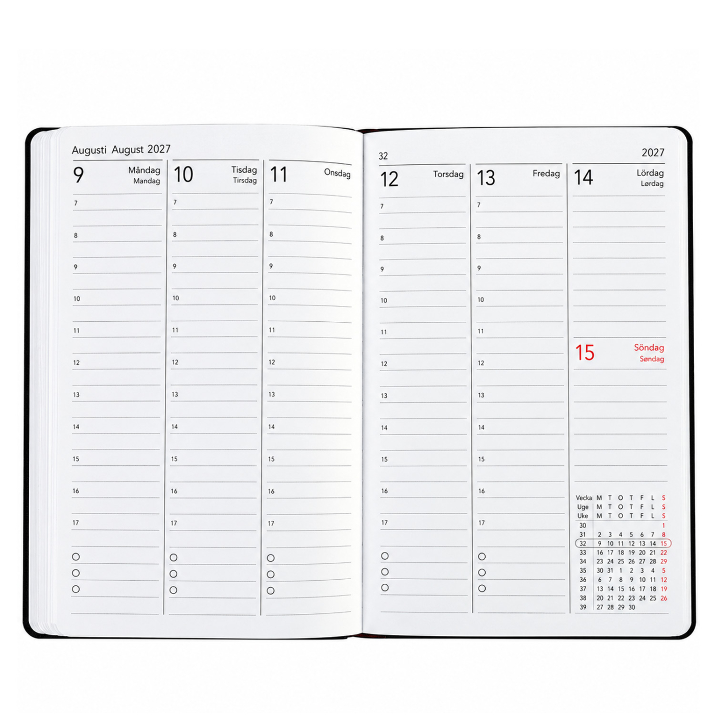 Kalender Björn 2027 A5 Weekly Vertikal Sort