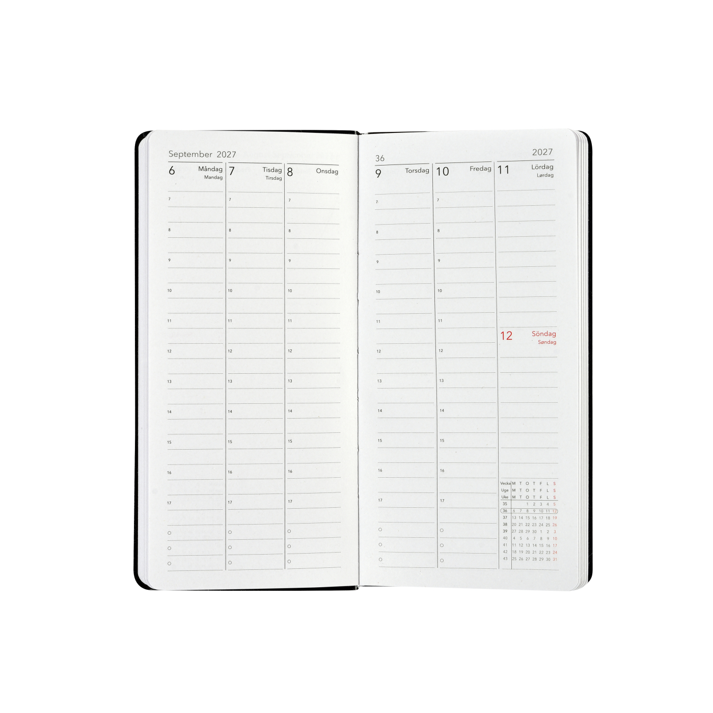 Kalender Björn 2027 Slim Weekly Vertikal Sort