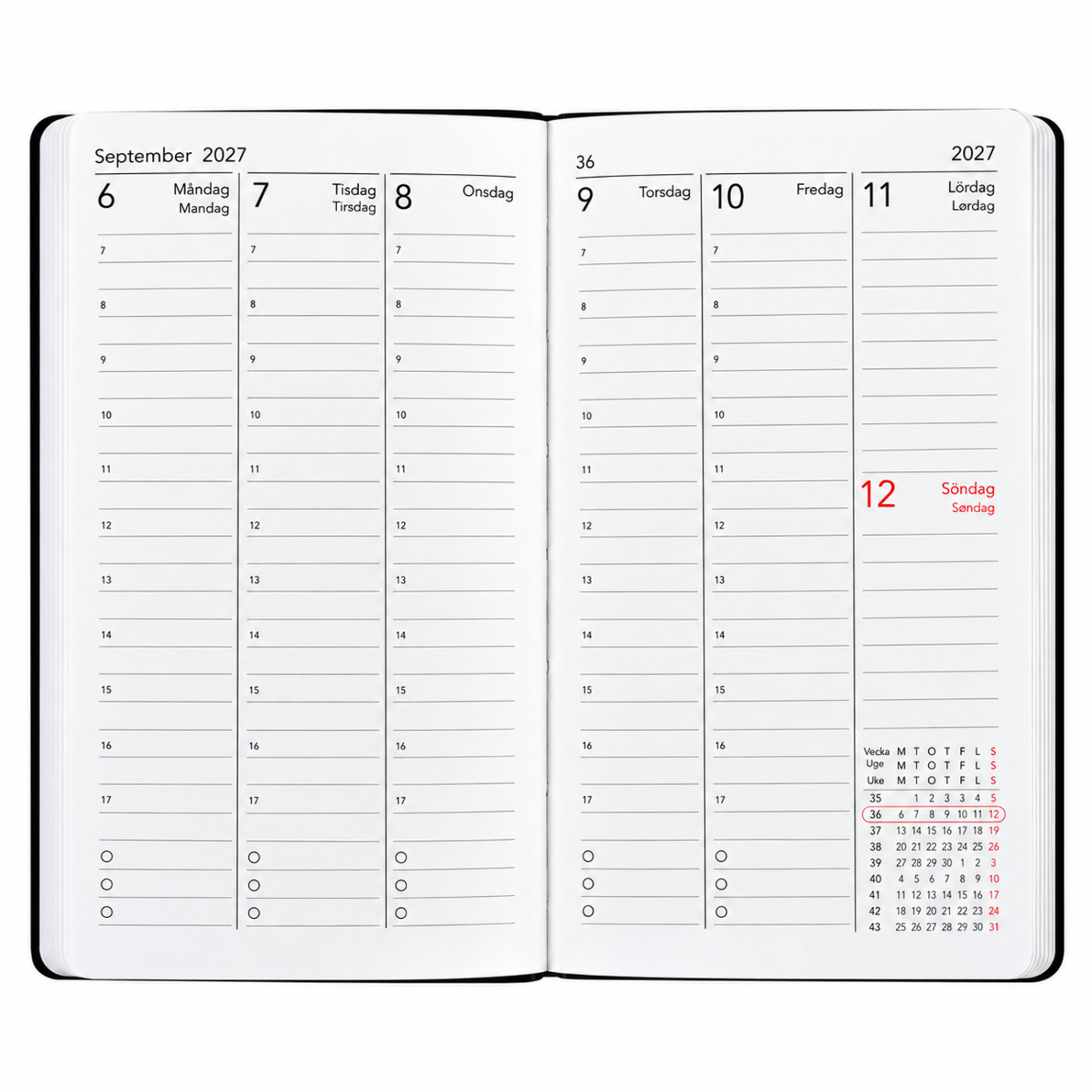 Kalender Björn 2027 Slim Weekly Vertikal Sort