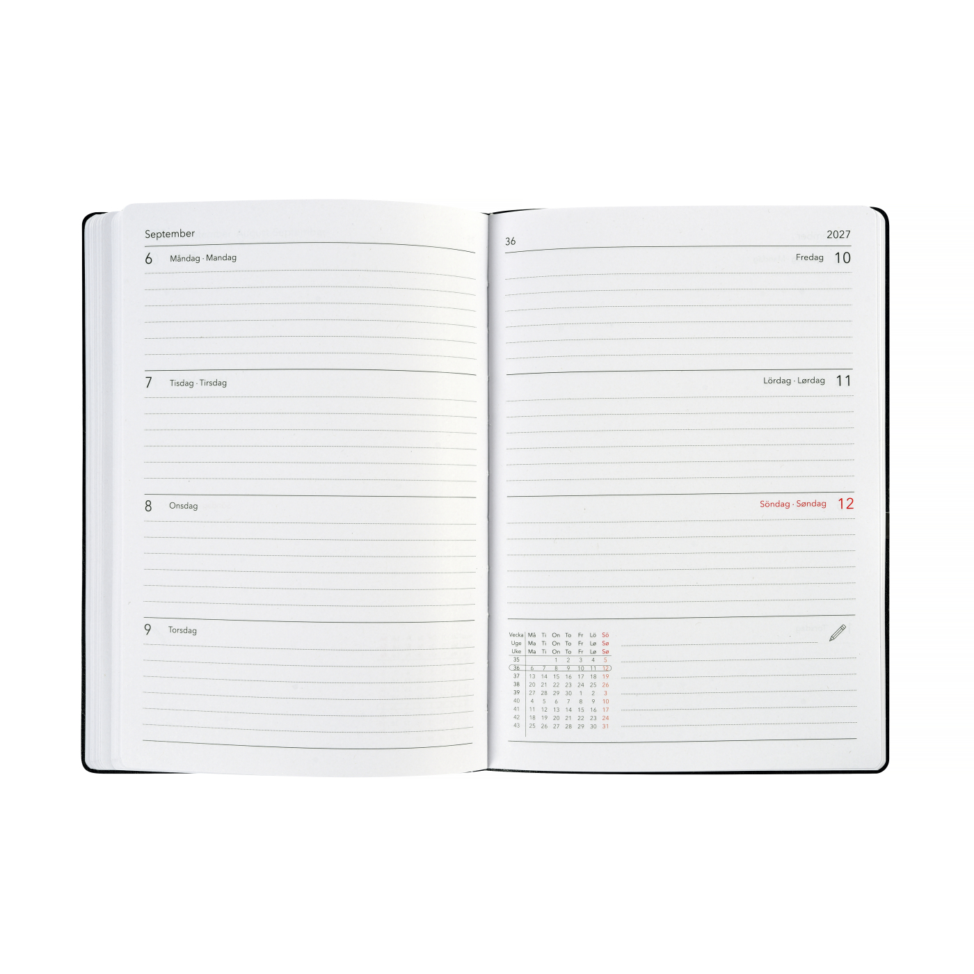 Kalender Björn 2027 A5 Weekly Horisontell Enggrøn
