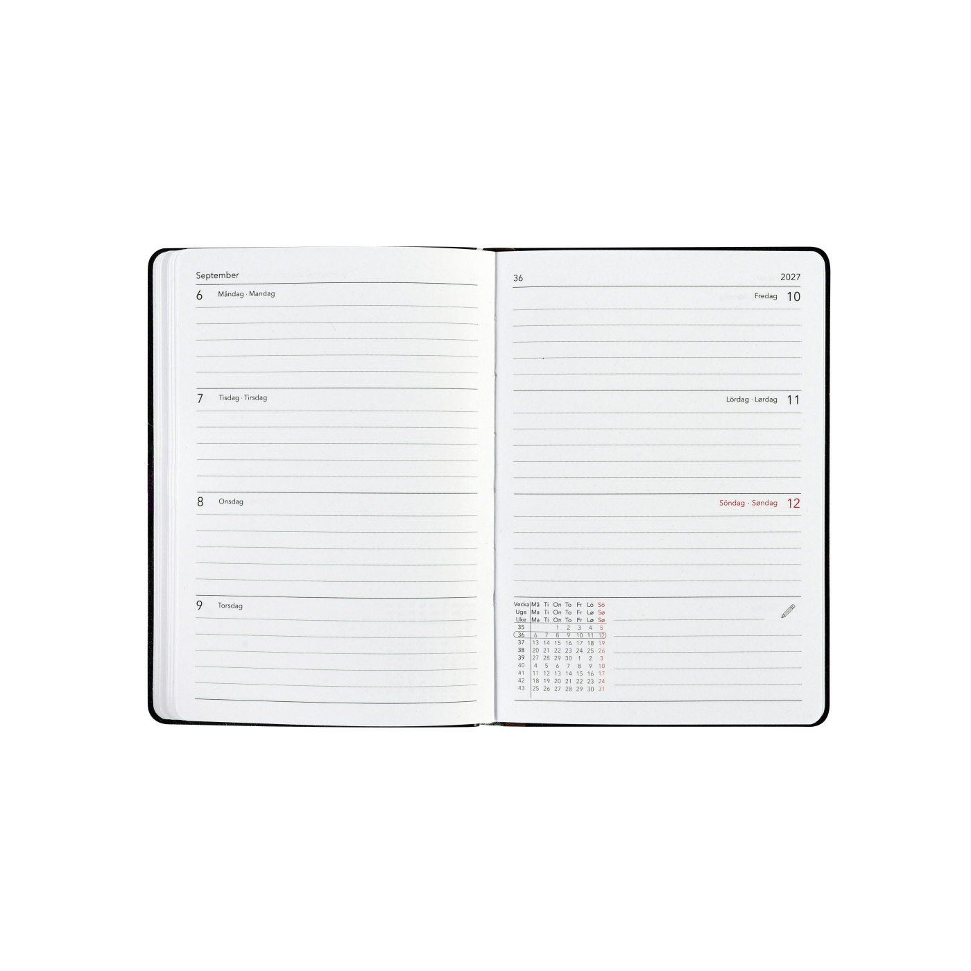 Kalender Björn 2027 A6 Weekly Horisontell Enggrøn