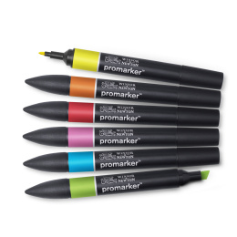 ProMarker sæt 6 stk Vibrant tones i gruppen Penne / Kunstnerpenne / Illustrationmarkers hos Pen Store (100544)