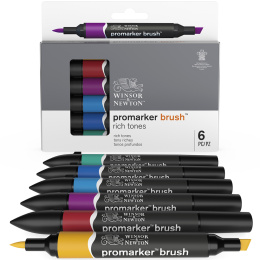 BrushMarker sæt 6 stk Rich Tones i gruppen Penne / Kunstnerpenne / Illustrationmarkers hos Pen Store (100554)