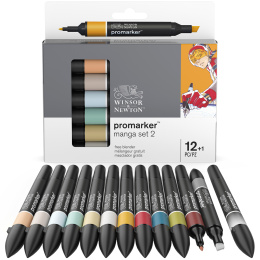 ProMarker sæt 12 stk + blender (Manga set 2) i gruppen Penne / Kunstnerpenne / Illustrationmarkers hos Pen Store (100559)
