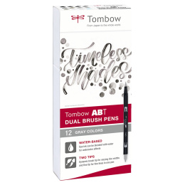 ABT Dual Brush pen 12-set Grey i gruppen Penne / Kunstnerpenne / Penselpenne hos Pen Store (101093)
