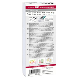 ABT Dual Brush pen 12-set Grey i gruppen Penne / Kunstnerpenne / Penselpenne hos Pen Store (101093)