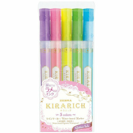 Kirarich Glitter Highlighter 5-sæt i gruppen Hobby & Kreativitet / Teknikker / Bullet Journaling hos Pen Store (102200)