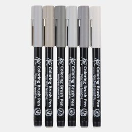 Koi Colouring Brush Pen sæt 6 stk Gray i gruppen Penne / Kunstnerpenne / Penselpenne hos Pen Store (102309)