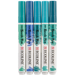 Brush Pen Green Blue 5-set i gruppen Penne / Kunstnerpenne / Penselpenne hos Pen Store (103715)