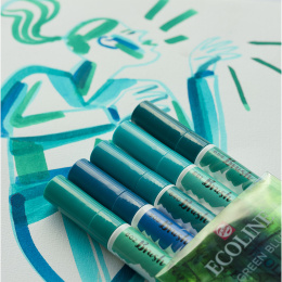 Brush Pen Green Blue 5-set i gruppen Penne / Kunstnerpenne / Penselpenne hos Pen Store (103715)