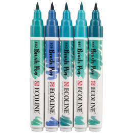 Brush Pen Green Blue 5-set i gruppen Penne / Kunstnerpenne / Penselpenne hos Pen Store (103715)