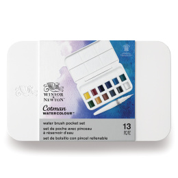 Cotman Watercolour Set + Water Brush 12 half pans i gruppen Kunstnerartikler / Farver / Akvarelmaling hos Pen Store (107245)