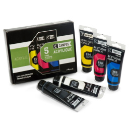 Campus Acrylic sæt 5x100ml i gruppen Kunstnerartikler / Kunstnerfarver / Akrylmaling hos Pen Store (107974)